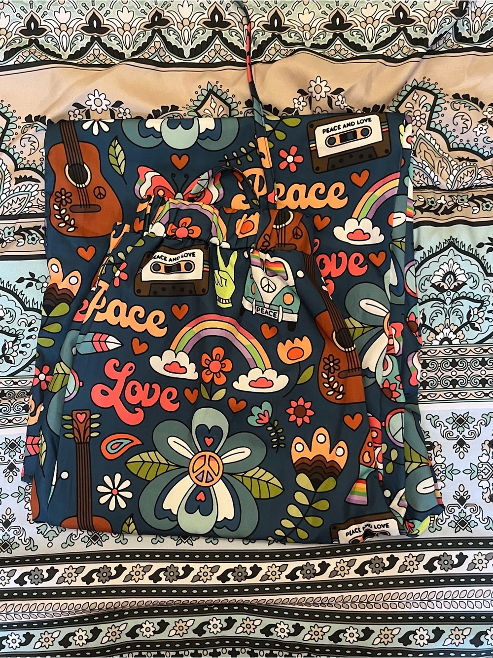 Peace & Love Retro Floral Backpack